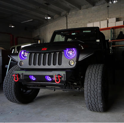 Oracle Lighting 07-09 Jeep Wrangler JK Pre-Assembled LED Halo Fog Lights -UV/Purple
