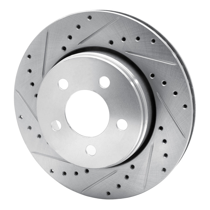 R1 Concepts R1 07-12 Dodge Nitro Front Left Drilled & Slotted Silver Brake Rotor