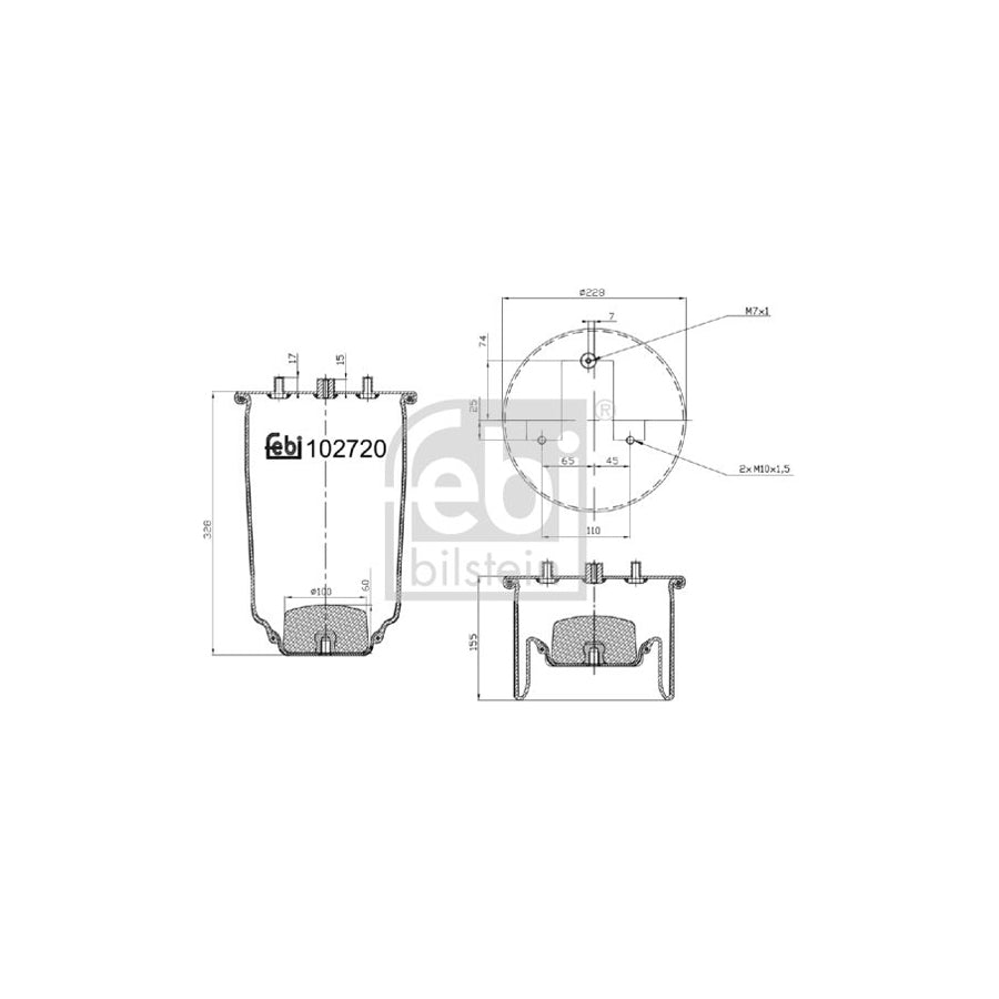 Febi Bilstein 102720 Boot, Air Suspension for Iveco Daily