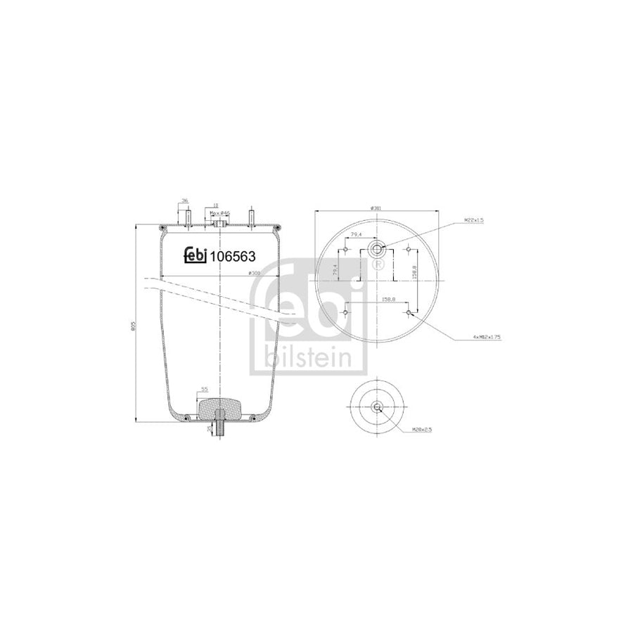Febi Bilstein 106563 Boot, Air Suspension