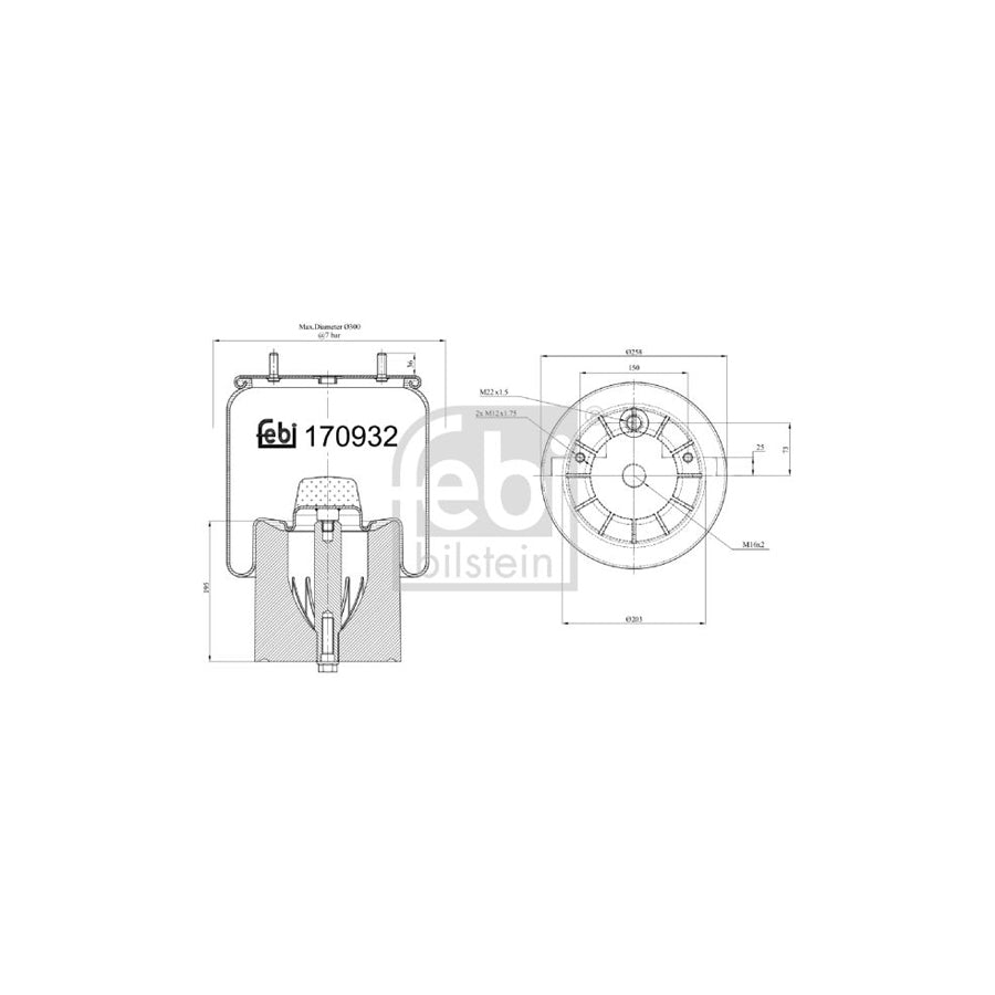 Febi Bilstein 170932 Boot, Air Suspension