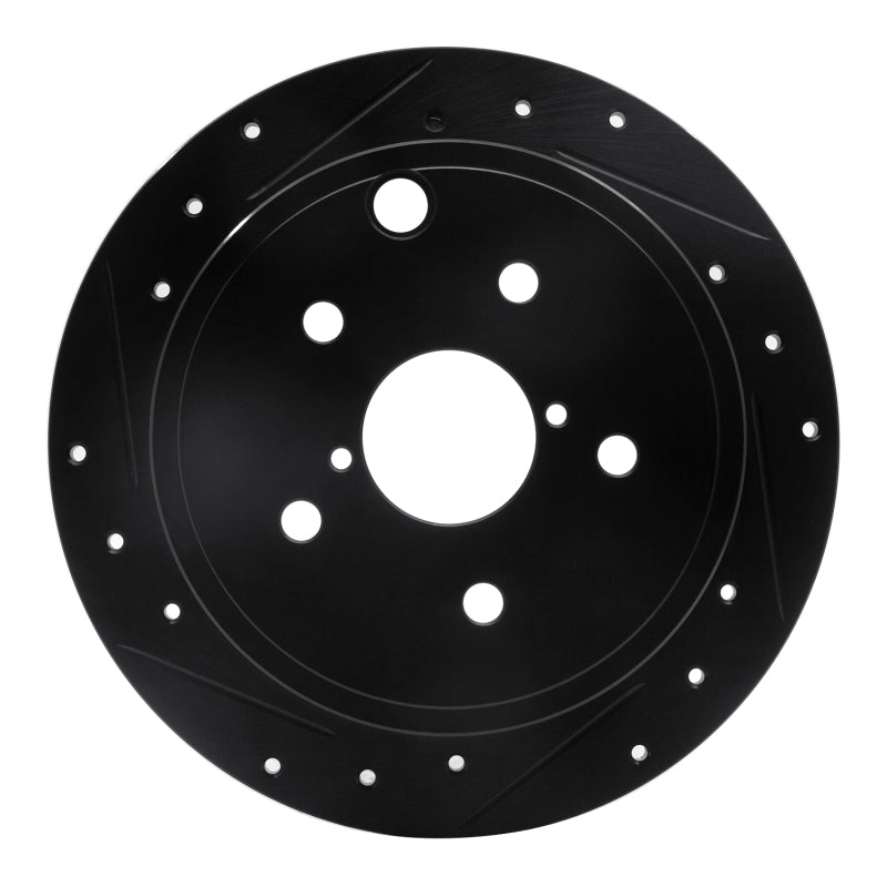 R1 Concepts R1 15-21 Subaru WRX Rear Left Drilled & Slotted Black Brake Rotor