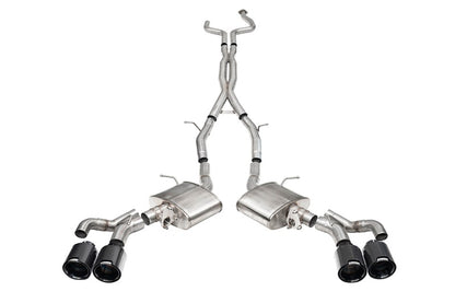 CORSA Performance Corsa 2022-25 Caddy CT5 V Blackwing 3in. Cat-Back w/ Act. Exh. - Dbl X-Pipe - Twin 4.5in. BlkCF Tips