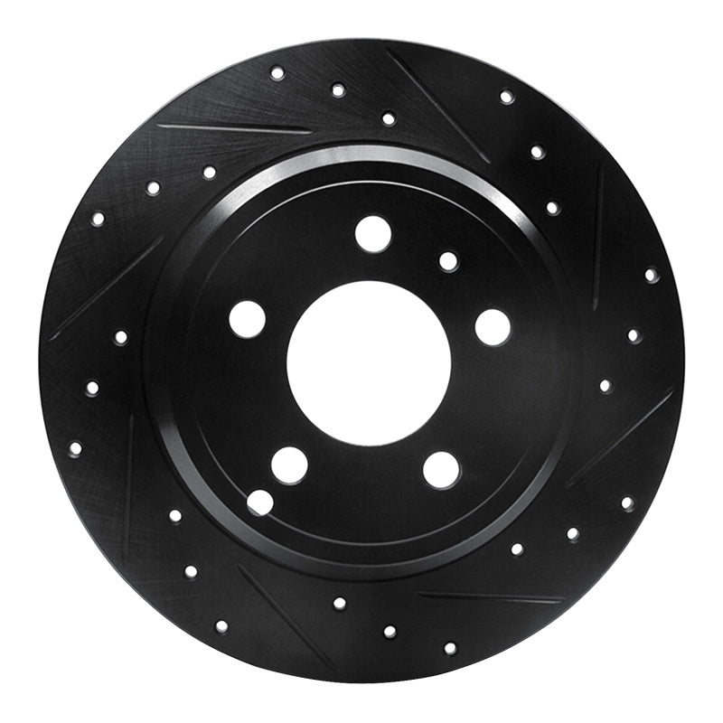 R1 Concepts R1 96-04 Volvo C70 Rear Right Drilled & Slotted Black Brake Rotor