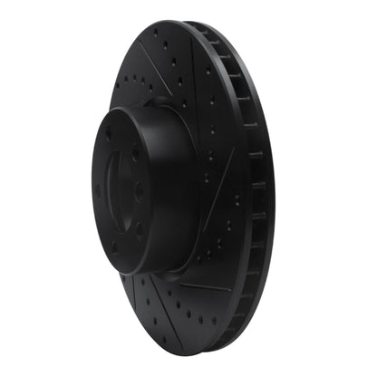 R1 Concepts R1 00-03 BMW 530I Front Right Drilled & Slotted Black Brake Rotor