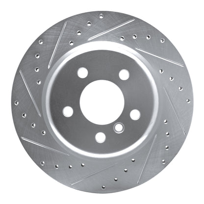 R1 Concepts R1 11-16 BMW 528I xDrive Rear Left Drilled & Slotted Silver Brake Rotor