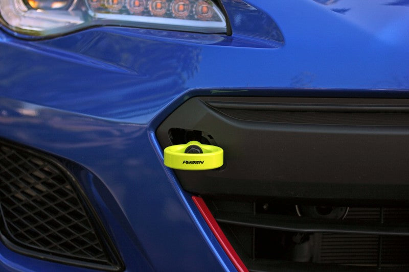 Perrin Performance PERRIN 18-21 Subaru WRX & STI / 13-25 BRZ / 17-20 Toyota 86 Tow Hook Kit (Front) - Neon Yellow