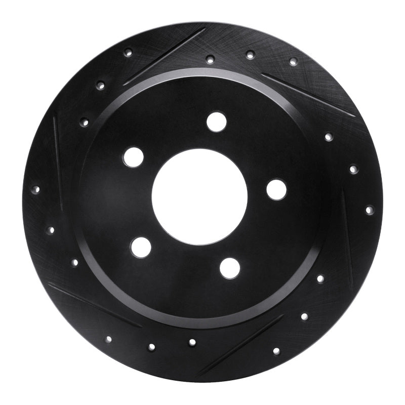 R1 Concepts R1 96-02 Ford Crown Victoria Rear Left Drilled & Slotted Black Brake Rotor