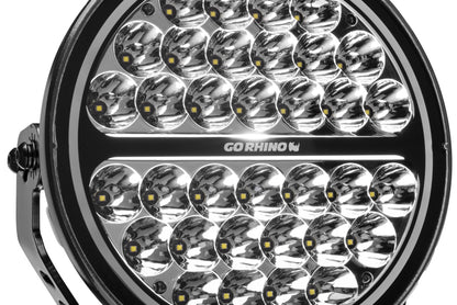 Go Rhino Xplor Blackout Series Round Single LED Spot Light Kit w/DRL (Surface Mount) 9in. - Blk