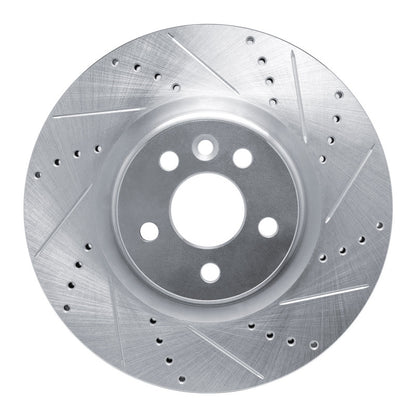 R1 Concepts R1 15-19 Jaguar E-Pace Front Right Drilled & Slotted Silver Brake Rotor