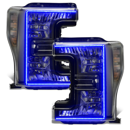 ORACLE Lighting Oracle 17-19 Ford F-250 SD Dynamic Pre-Assembled Headlights - Halogen - Black Edition -