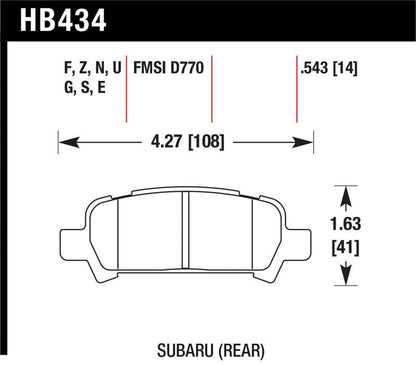 Hawk Performance Hawk Subaru Baja/Forester/Impreza/Legacy DTC-60 Race Rear Brake Pads