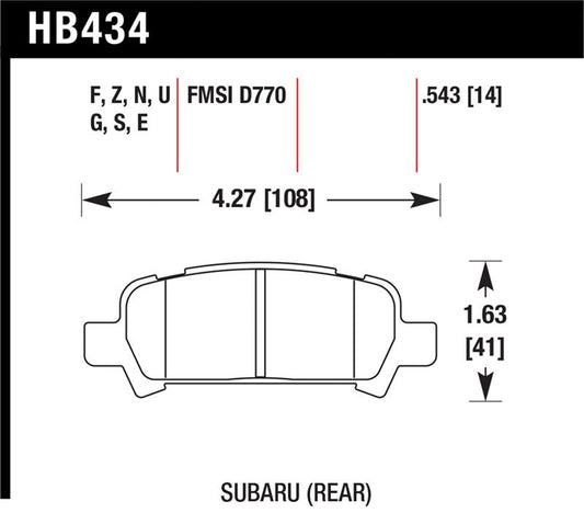 Hawk Performance Hawk Subaru Baja/Forester/Impreza/Legacy DTC-60 Race Rear Brake Pads