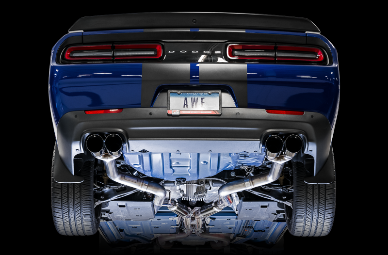 AWE Tuning 2017+ Dodge Challenger 5.7L Track Edition Exhaust - Diamond Black Quad Tips