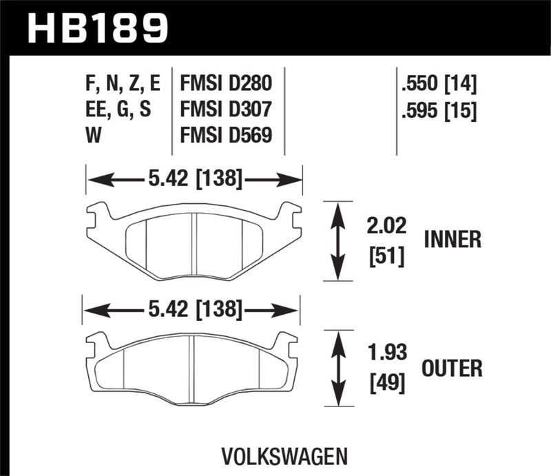 Hawk Performance Hawk 91-93 Volkswagen Cabriolet Front ER-1 Brake Pads