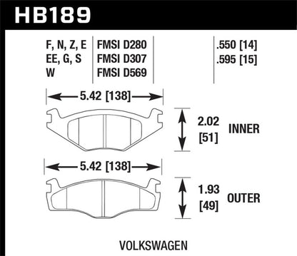 Hawk Performance Hawk 91-93 Volkswagen Cabriolet Front ER-1 Brake Pads