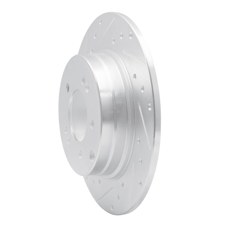 R1 Concepts R1 17-19 Kia Cadenza Rear Left Drilled & Slotted Silver Brake Rotor