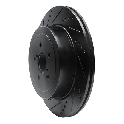 R1 Concepts R1 03-04 Subaru Impreza Rear Left Drilled & Slotted Black Brake Rotor
