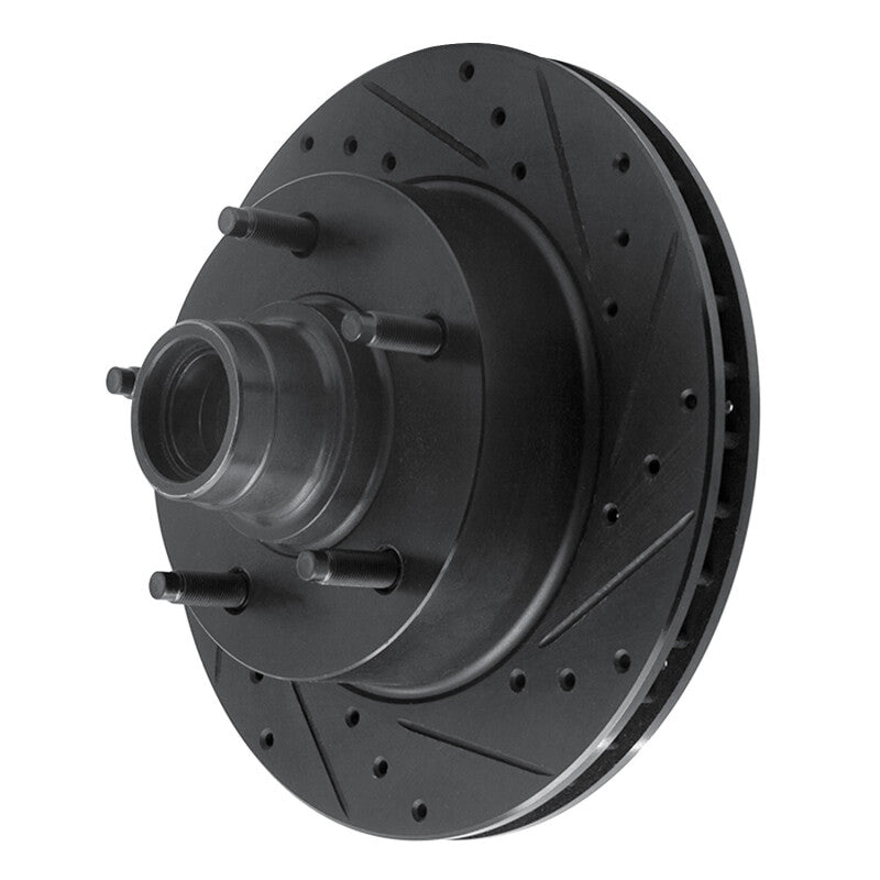 R1 Concepts R1 94-03 Ford E-150 Club Wagon Front Right Drilled & Slotted Black Brake Rotor