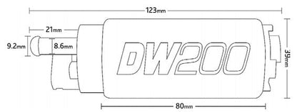 DEATSCHWERKS 9-201-1000 FUEL PUMP DW200 WITH INSTALLATION KIT