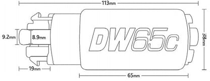 DEATSCHWERKS 9-652-1006 DW65C SERIES, 265LPH COMPACT FUEL PUMP W/MOUNTING CLIPS W/INSTALL KIT FOR