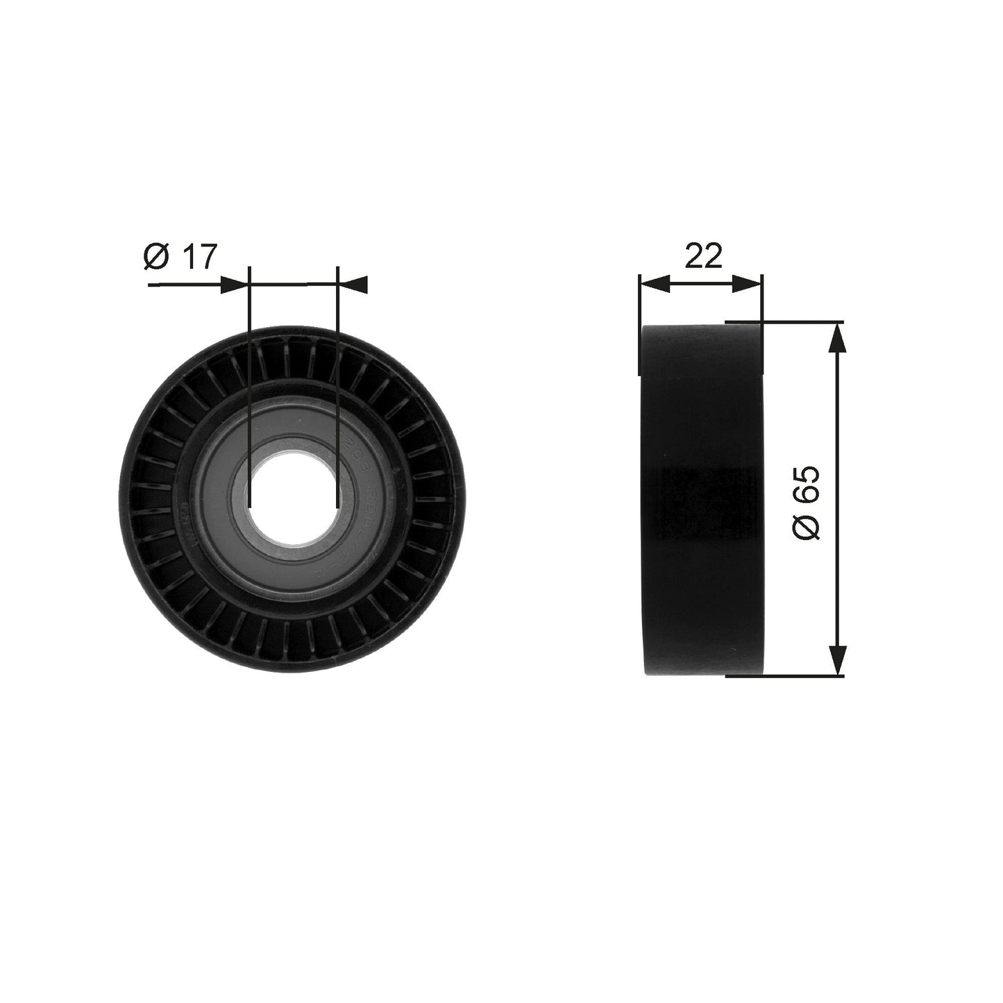 GATES GATT36257 V-Ribbed Belt Deflection/Guide Pulley