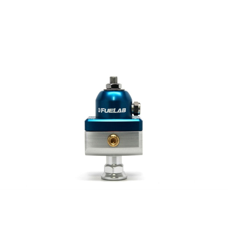 FUELAB 55501-3 FUEL PRESSURE REGULATOR BLOCKING STYLE CARBURETED (4-12 PSI, 8AN-IN, 8AN-OUT) BLUE