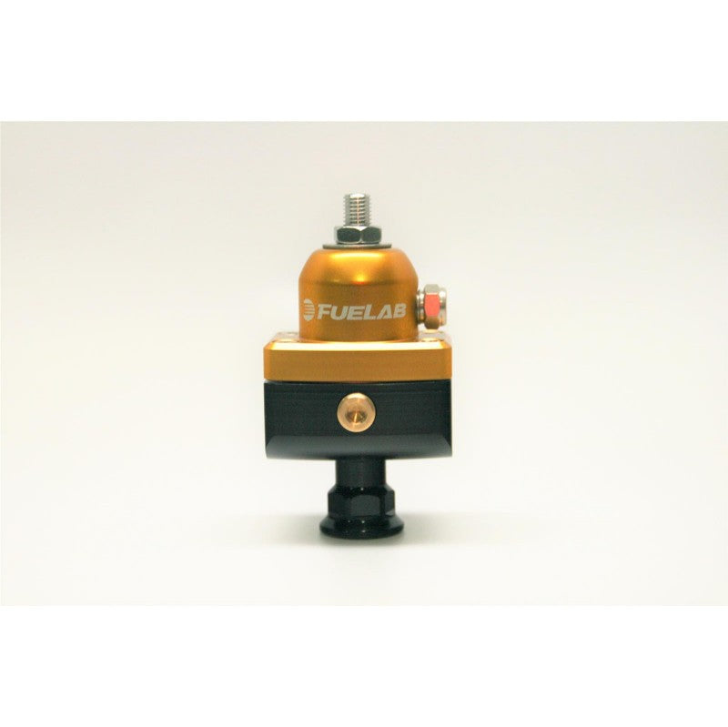 FUELAB 57502-5 MINI FUEL PRESSURE REGULATOR BLOCKING STYLE CARBURETED (1-3 PSI, 6AN-IN, 6AN-OUT) GOLD
