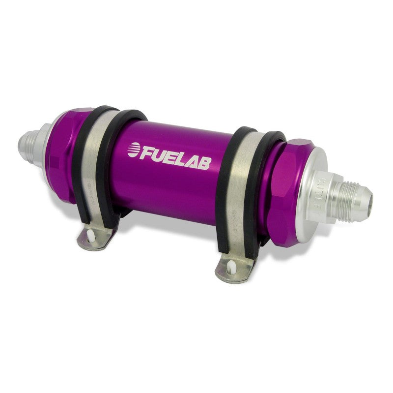 FUELAB 82822-4 IN-LINE FUEL FILTER (8AN IN/OUT, 5 INCH 100 MICRON STAINLESS STEEL ELEMENT) PURPLE