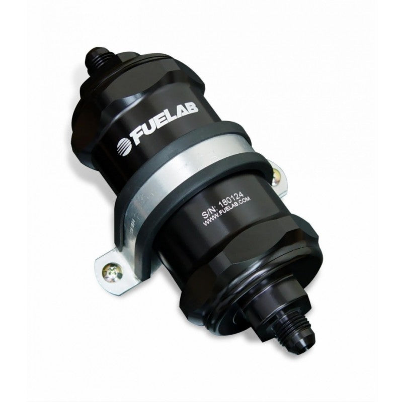 FUELAB 81802-1 IN-LINE FUEL FILTER (8AN IN/OUT, 3 INCH 10 MICRON PAPER ELEMENT) BLACK