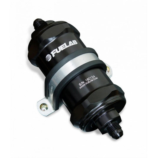 FUELAB 81802-1 IN-LINE FUEL FILTER (8AN IN/OUT, 3 INCH 10 MICRON PAPER ELEMENT) BLACK