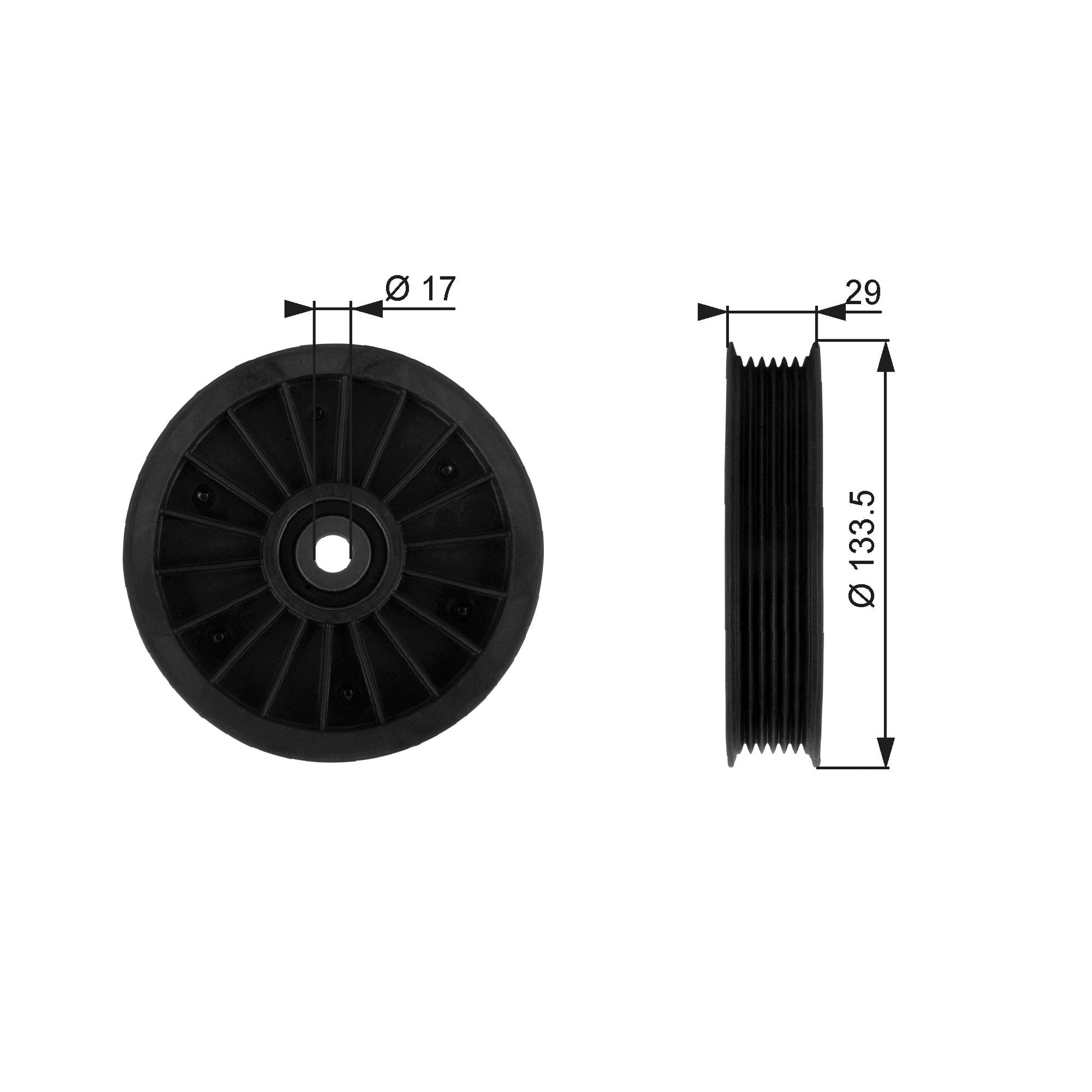 GATES GATT38034 V-Ribbed Belt Deflection/Guide Pulley