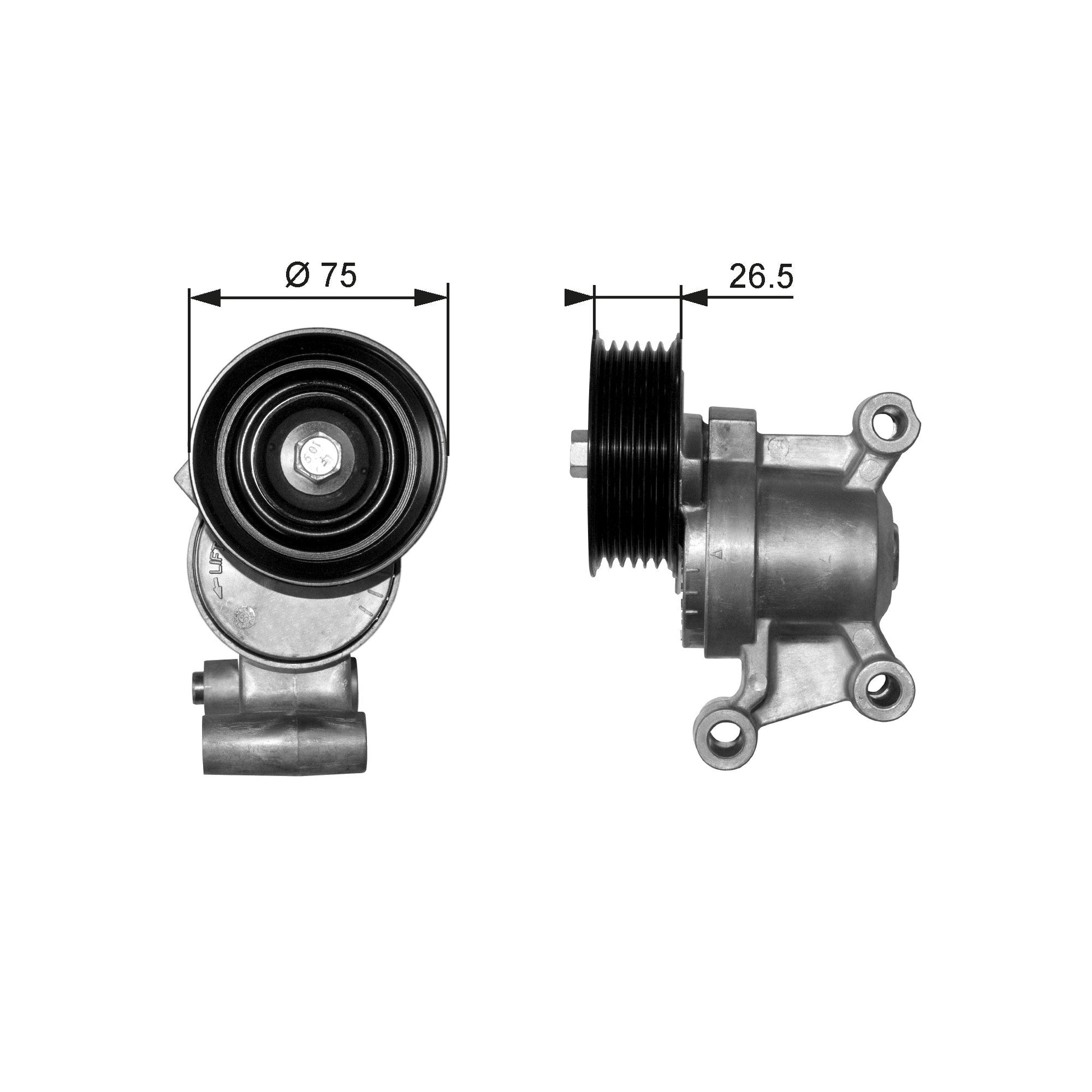 GATES GATT38357 V-Ribbed Belt Tensioner Pulley