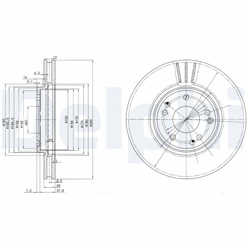 DELPHI BG2675 Brake Disc .
