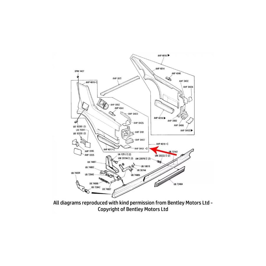 GENUINE Bentley AHP4019 LEFT HAND REAR FENDER ASSEMBLY