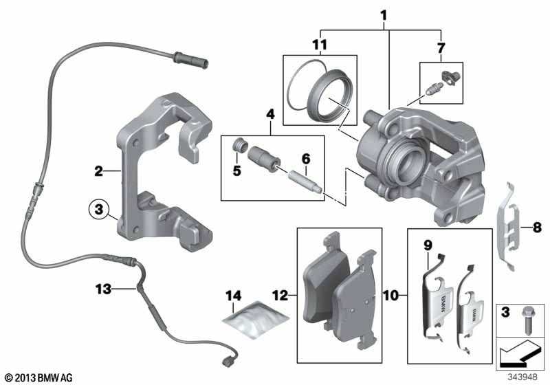 Genuine BMW 34116850650 Caliper Housing Right | ML Performance US Car Parts