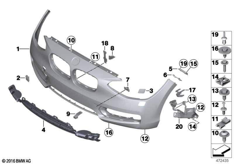 Genuine BMW 51117245733 Grill, Air Intake, Center | ML Performance US Car Parts