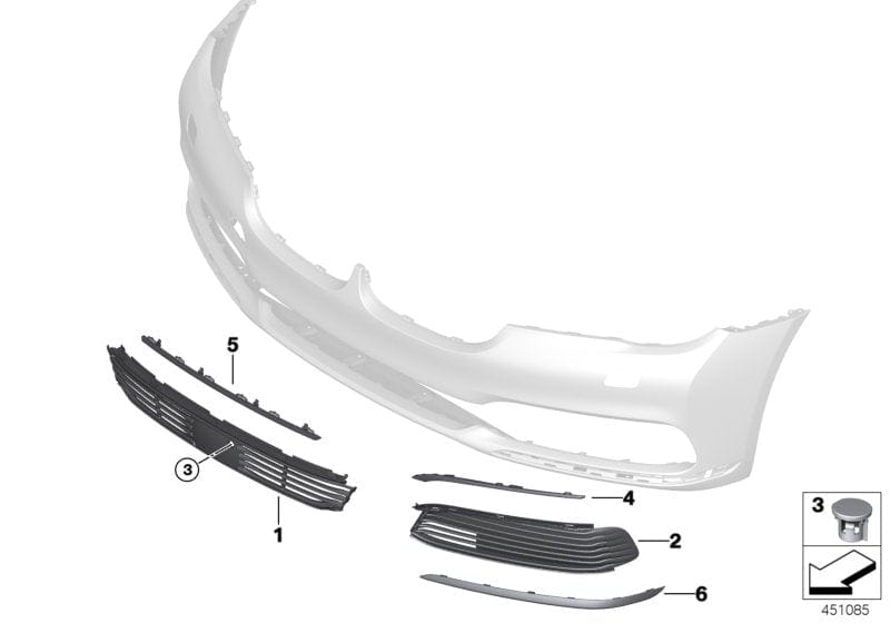 Genuine BMW 51117486838 Grill, Air Intake, Part Closed, Right PURE EXC. / NSW | ML Performance US Car Parts