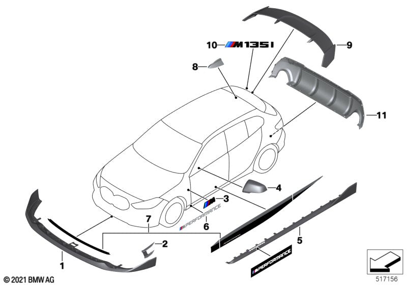 Genuine BMW 51192462601 Sill Application Black Glossy Left. M PERFORMANCE | ML Performance US Car Parts