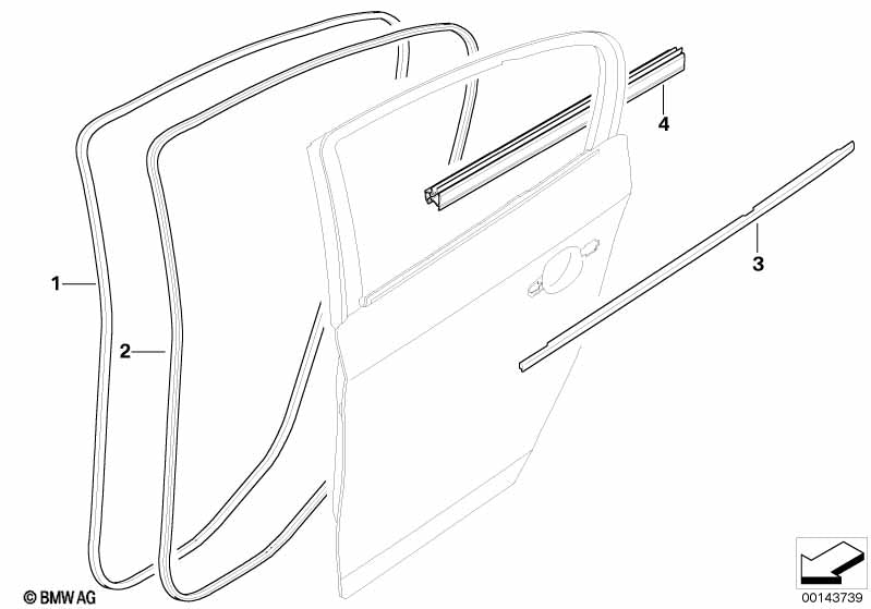 Genuine BMW 51357220190 Window Well Strip, Outer, Door, Rear Rgt GLANZSCHWARZ | ML Performance US Car Parts