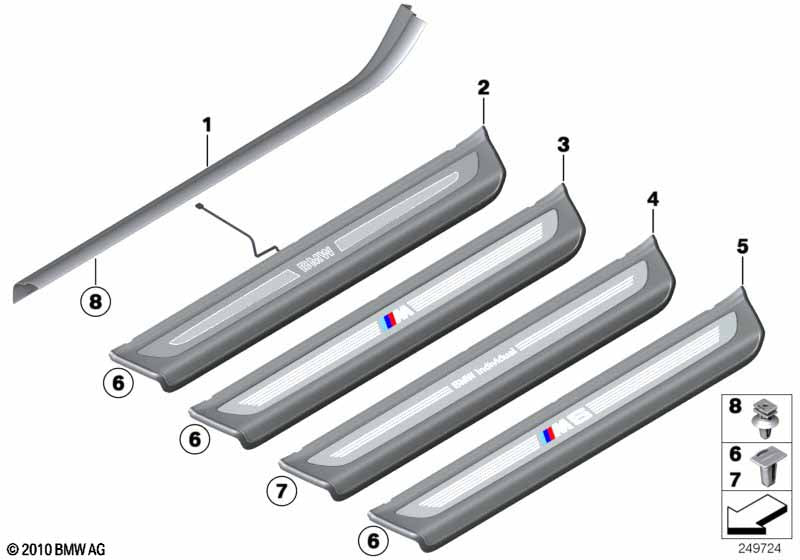 Genuine BMW 51477219894 Trim Cover For Door Sill, Lighted, Right BMW | ML Performance US Car Parts