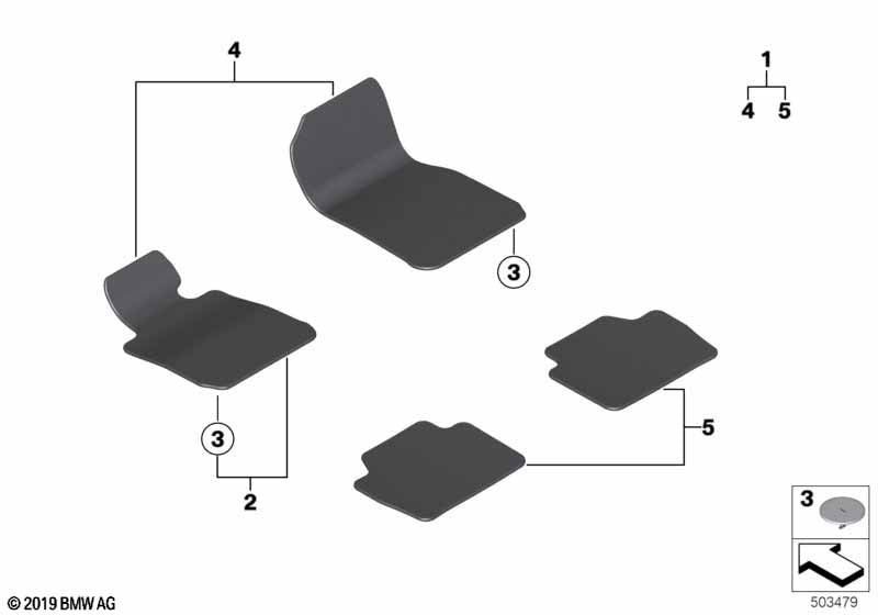 Genuine BMW 51477272649 Set of Floor Mats Velours | ML Performance US Car Parts