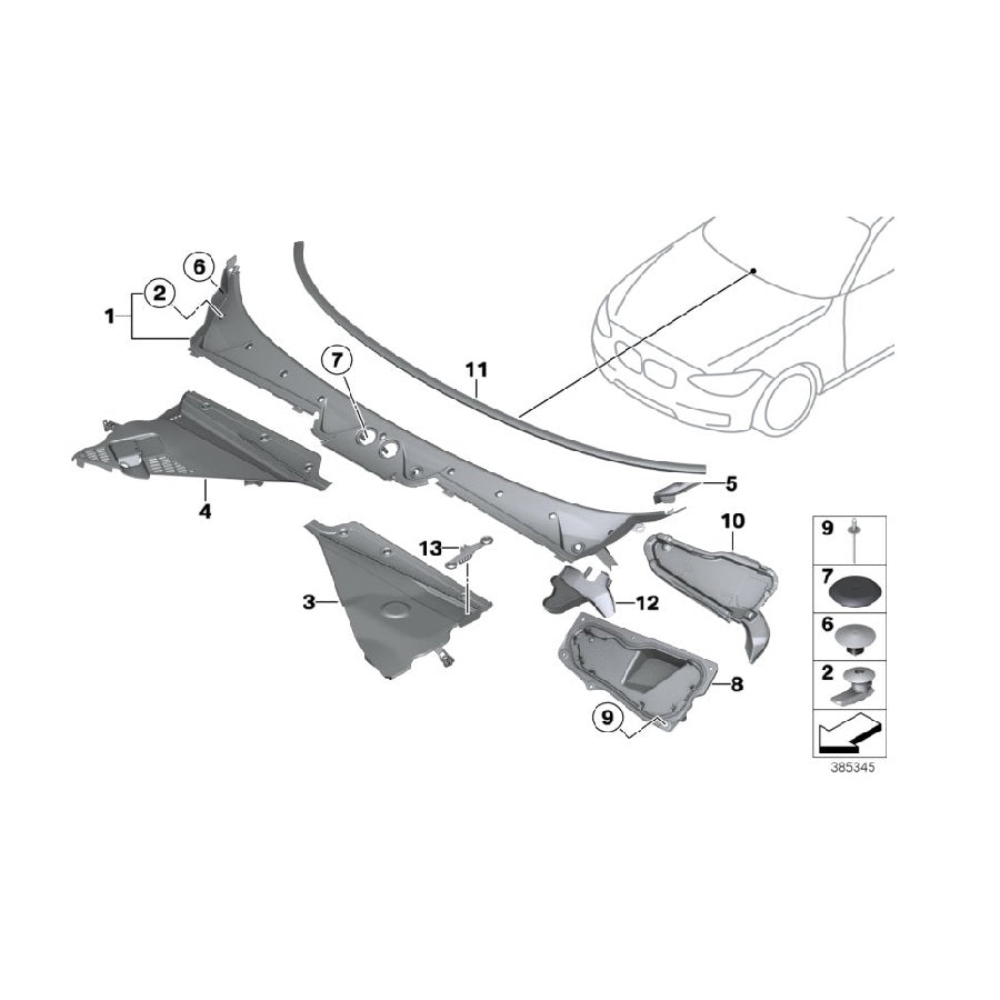 Genuine BMW 51717240672 F22 F23 F87 Cowl Panel Windshield Cover (Inc. 116i, 120d & M140i) | ML Performance US Car Parts