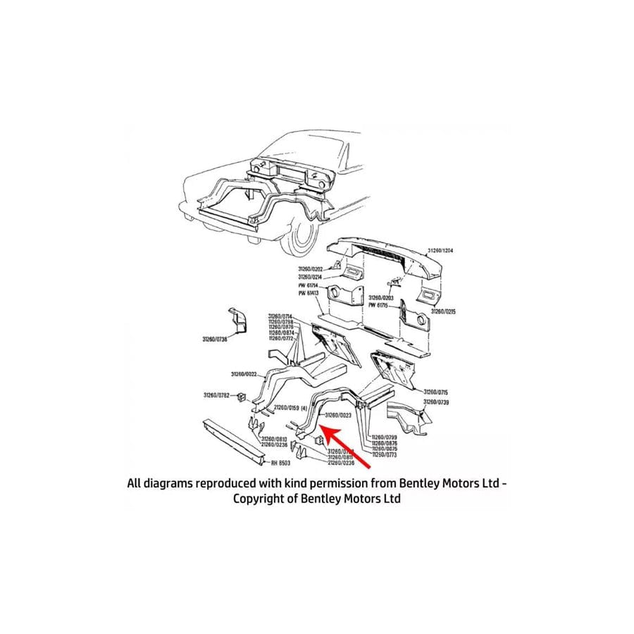 GENUINE Rolls-Royce 312600023 LEFT HAND FRONT LONGERON