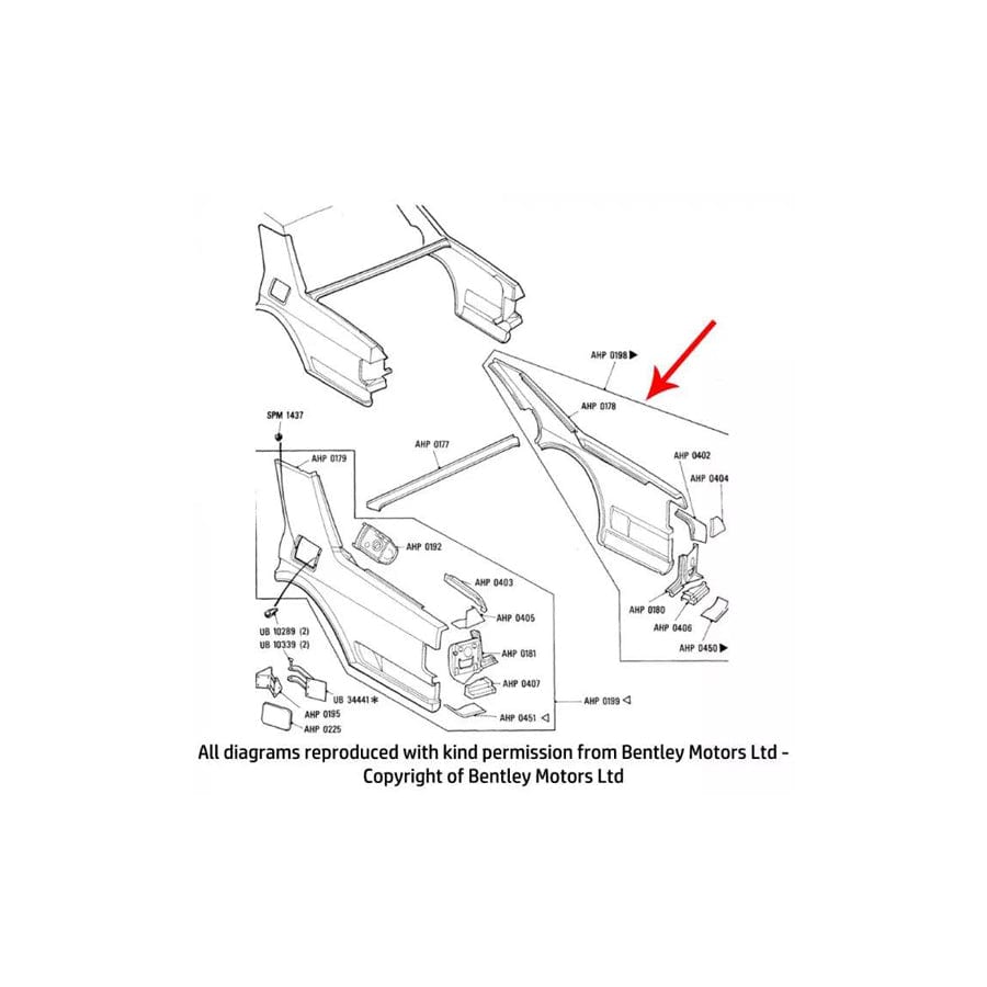 GENUINE Rolls-Royce AHP0198 RIGHT HAND REAR WING ASSEMBLY
