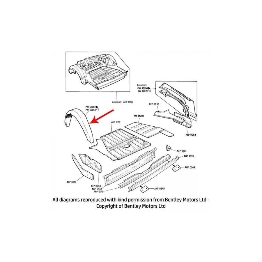 GENUINE Rolls-Royce & Bentley PW57963 LEFT HAND REAR INNER WHEELARCH OUTER PANEL