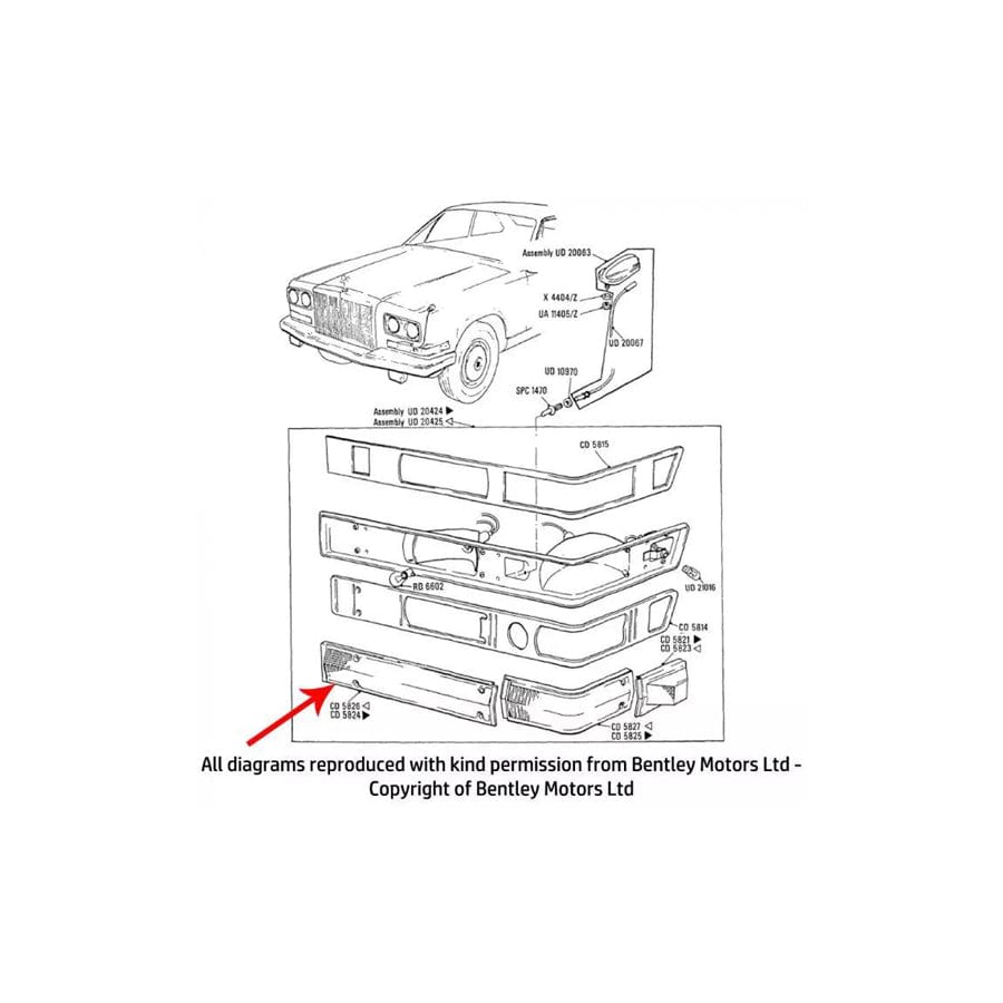 GENUINE Rolls-Royce CD5826 LEFT HAND FRONT FLASHER LENS CLEAR (Italy only)