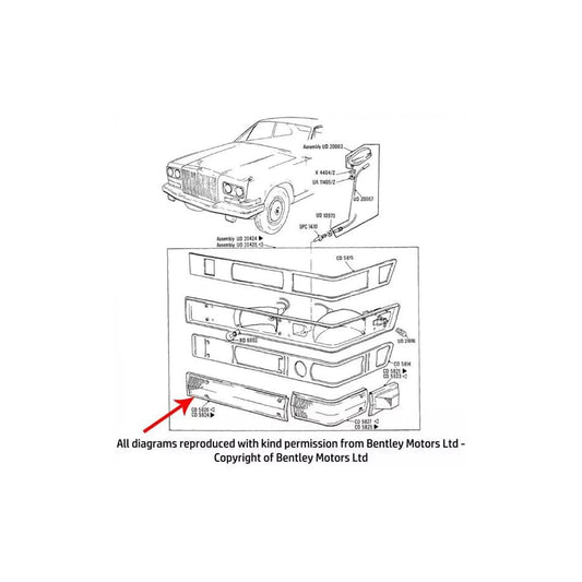 GENUINE Rolls-Royce CD5826 LEFT HAND FRONT FLASHER LENS CLEAR (Italy only)