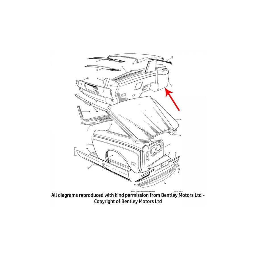 GENUINE Rolls-Royce PW55912 RIGHT HAND REAR WING (small eyebrow, marker lamps)