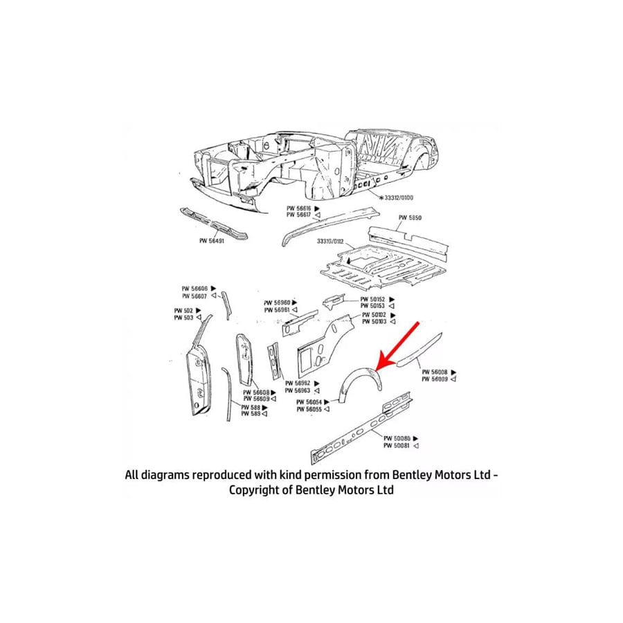 GENUINE Rolls-Royce PW56055 LEFT HAND REAR WHEELARCH INNER PANEL